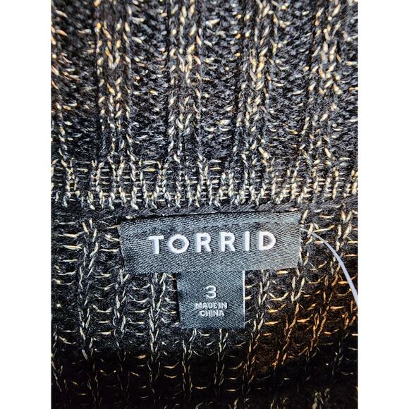 Torrid Lurex Cable Pullover Cold Shoulder Turtle Neck Sweater, NWT, 3X - Picture 6 of 8